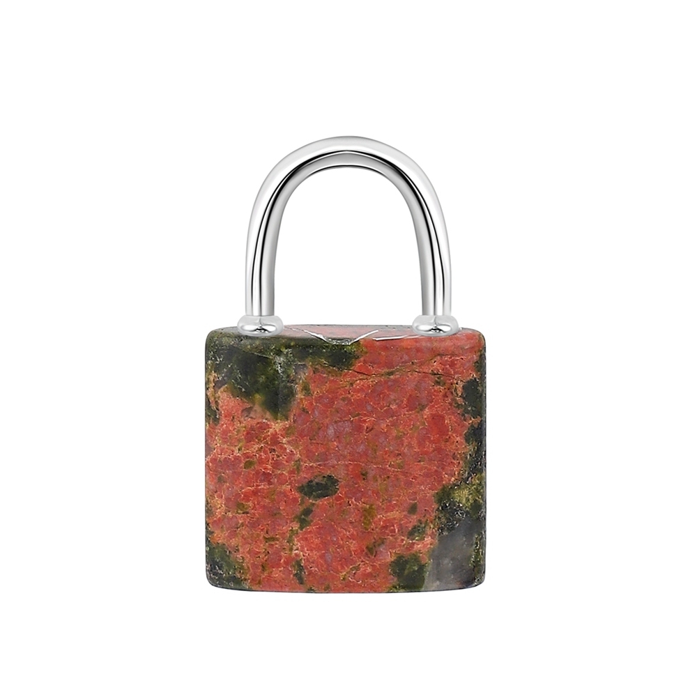Natural Gemstone Lock Pendant KeyChain for Women Men