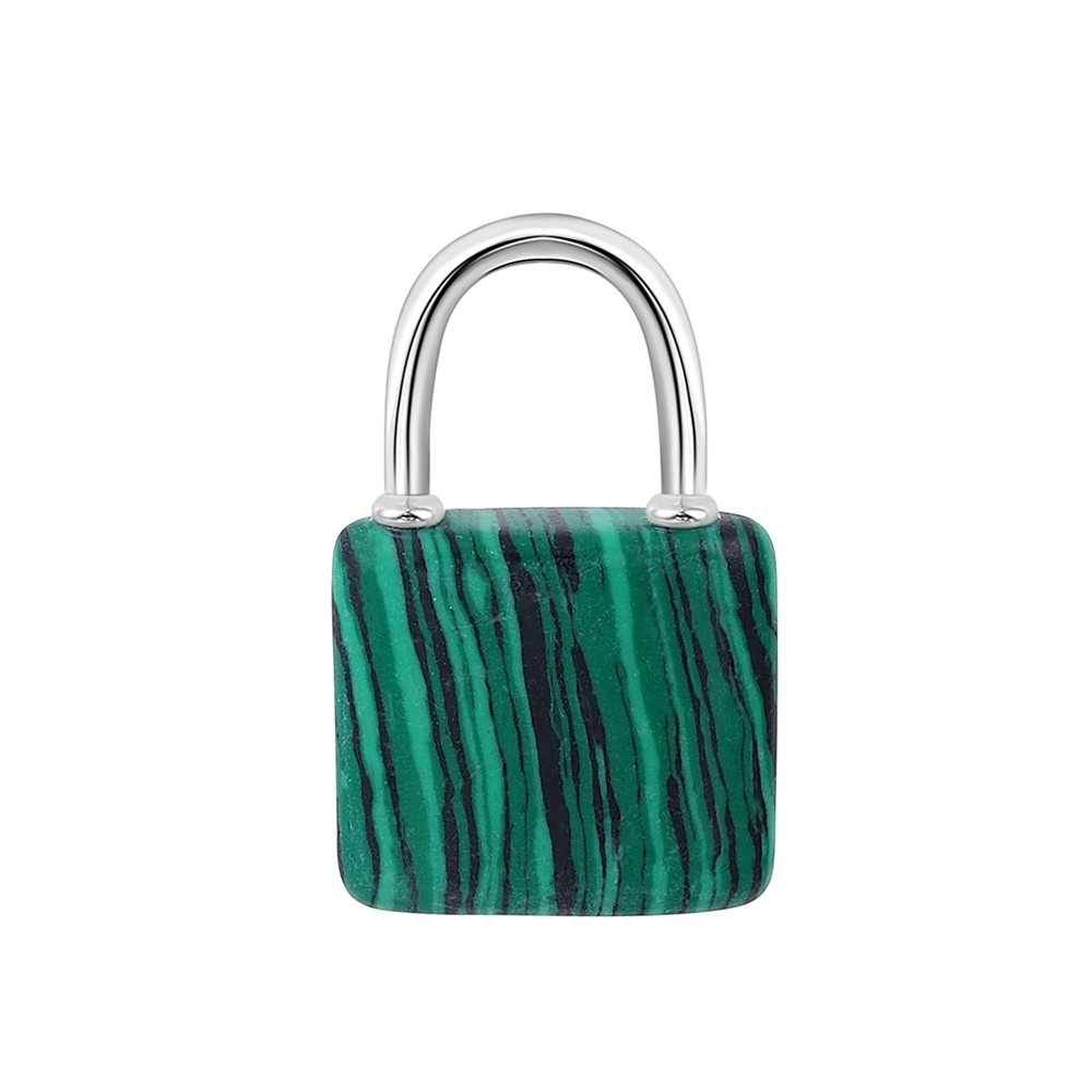 Natural Gemstone Lock Pendant KeyChain for Women Men