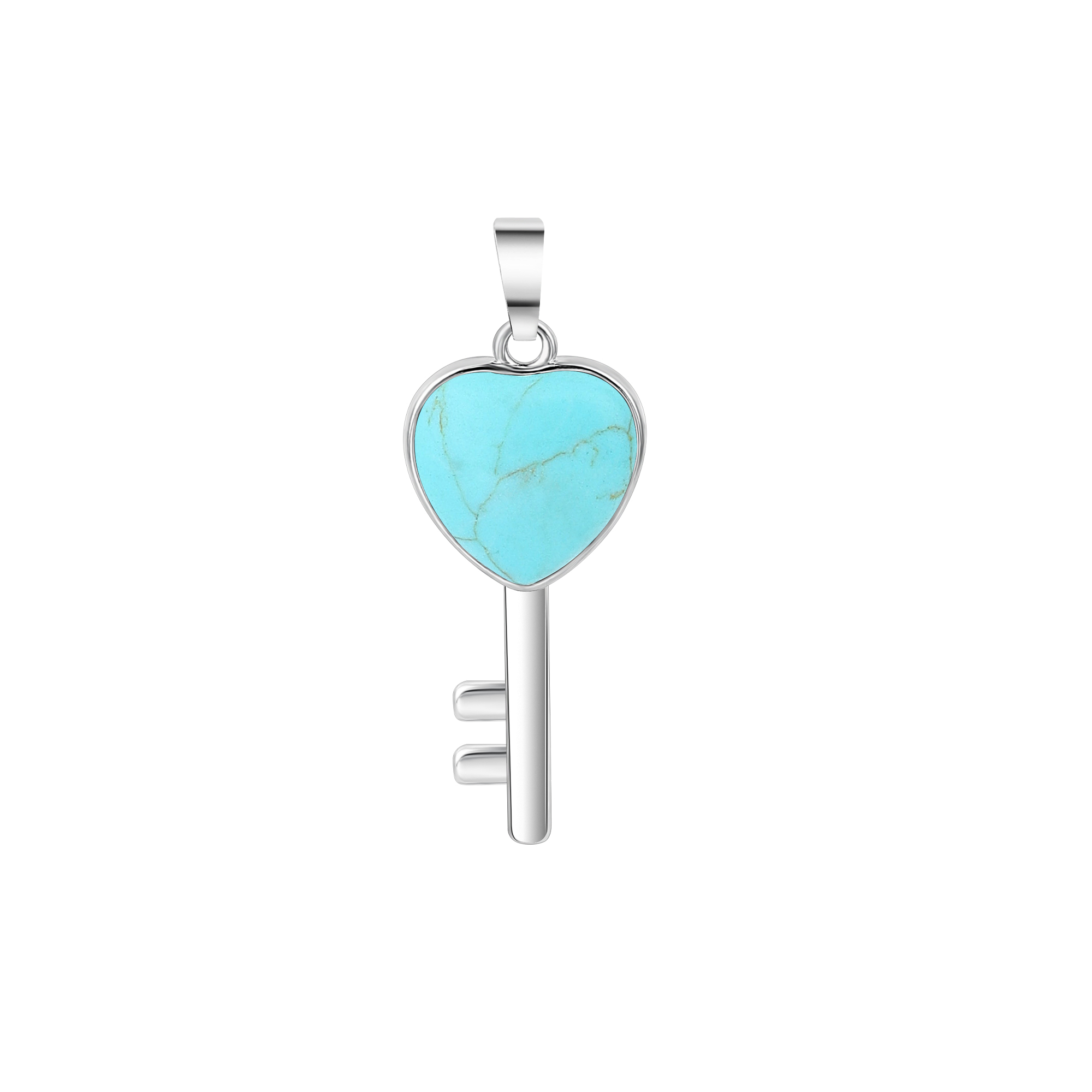 Layered Key Pendant Necklace Chunky Punk Silver Chain Choker Cuban Link  Statement Jewelry for Women and Girls