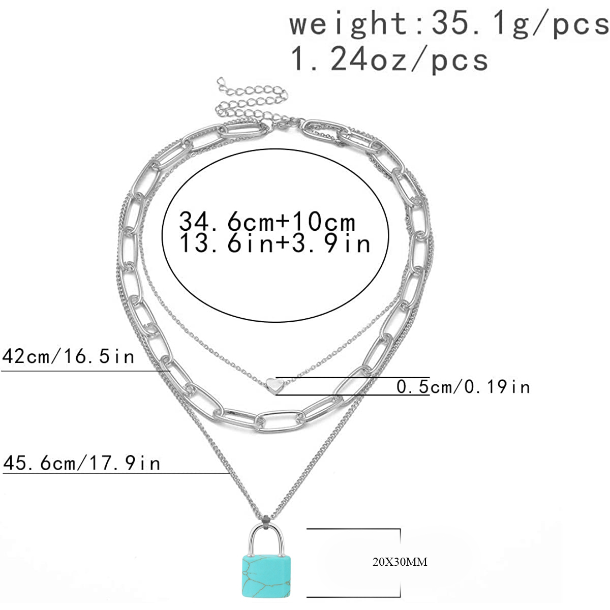 Couple Layered Chain Necklace  Natural Gemstone Key and Lock Pendant  Choker Jewelry for Women Men