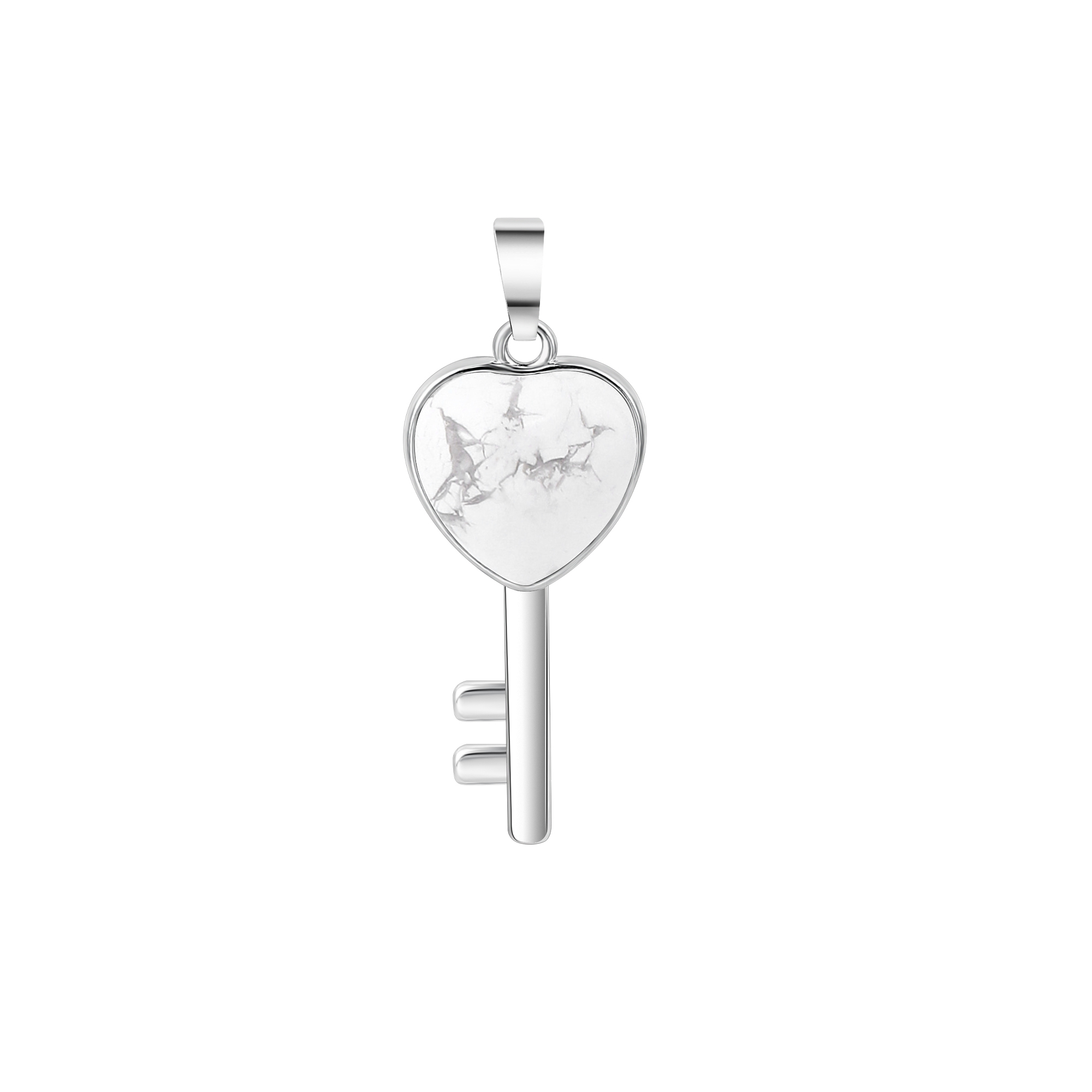 Layered Key Pendant Necklace Chunky Punk Silver Chain Choker Cuban Link  Statement Jewelry for Women and Girls