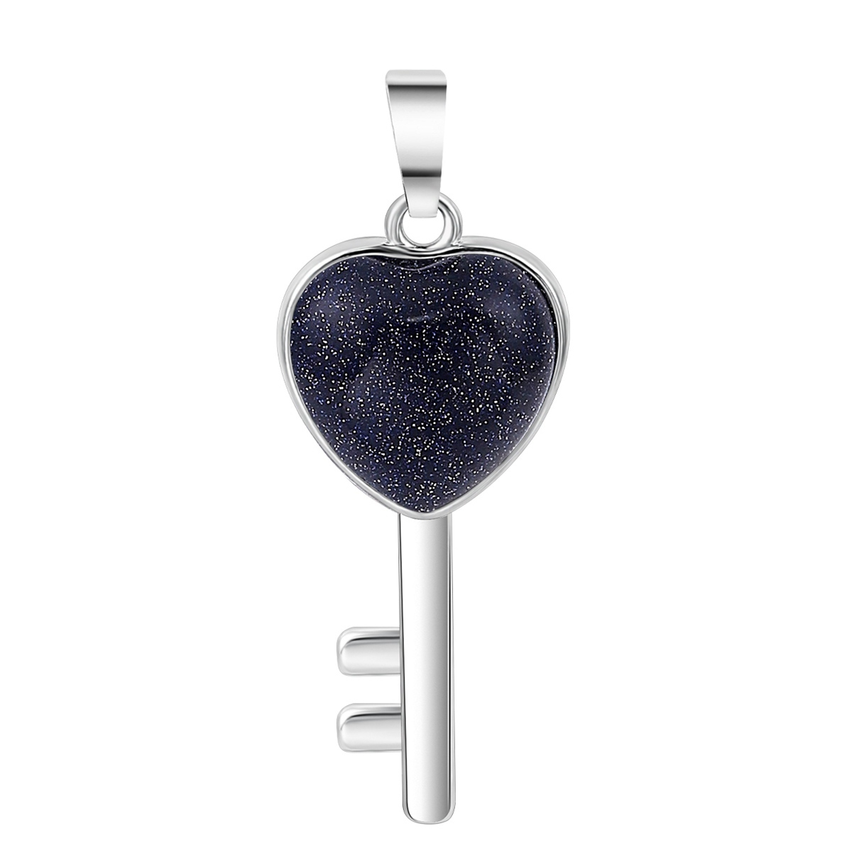 Natural Gemstone Key Pendant Necklace Simple Stone Chunky Punk Chain Choker Cuban Link Statement Jewelry for Women and Girls