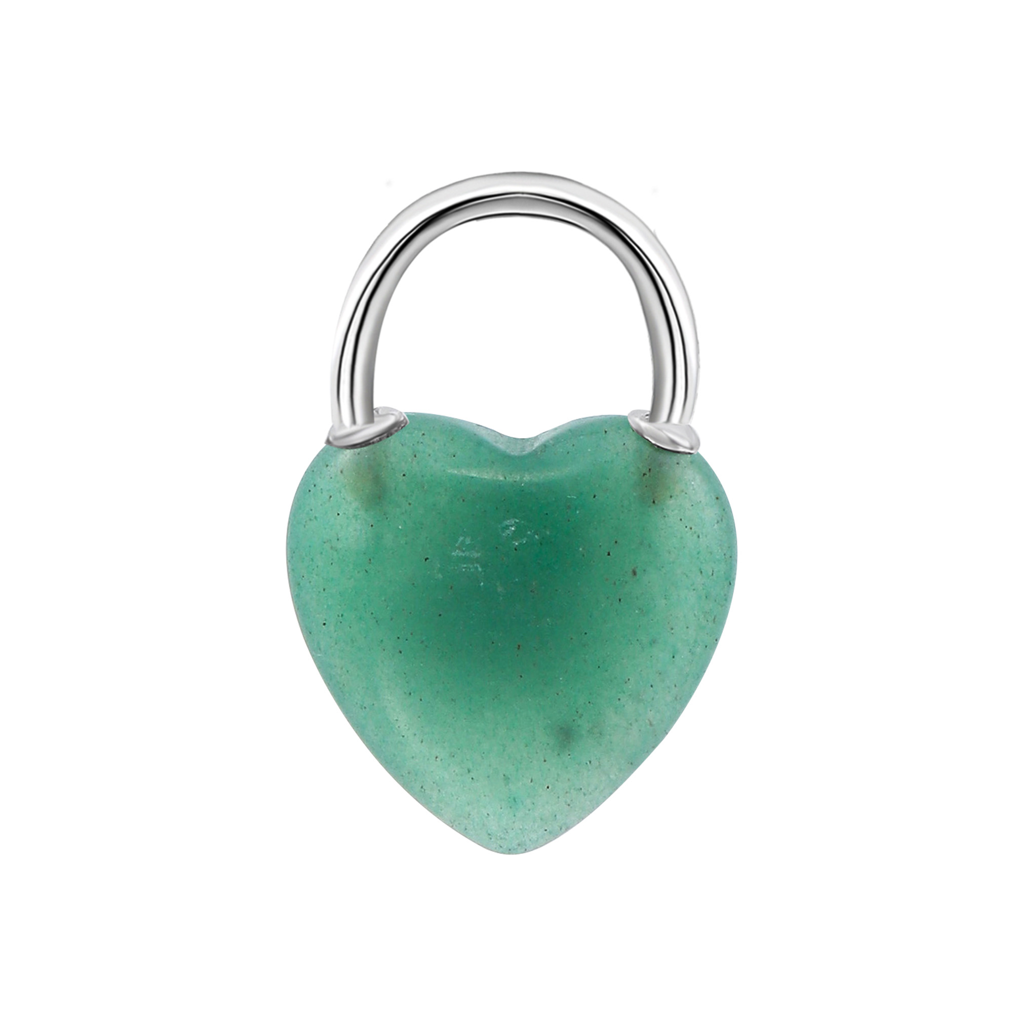 Natural Gemstone Love Heart Lock Pendant Necklace Chunky Punk Chain Choker Cuban Link  Statement Jewelry for Women and Girls