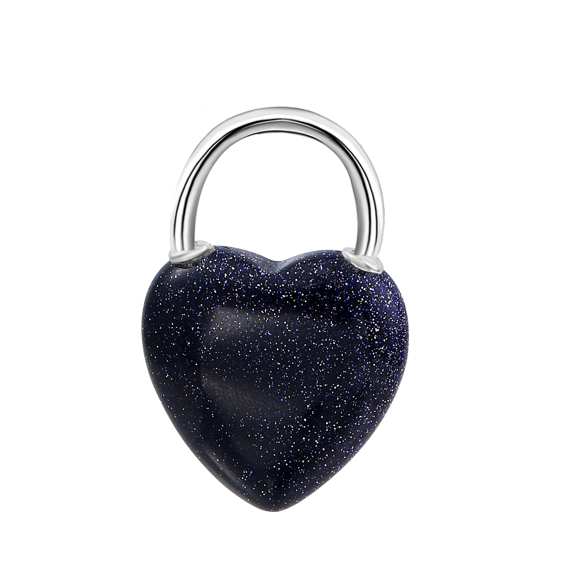 Natural Gemstone Love Heart Lock Pendant Necklace Chunky Punk Chain Choker Cuban Link  Statement Jewelry for Women and Girls