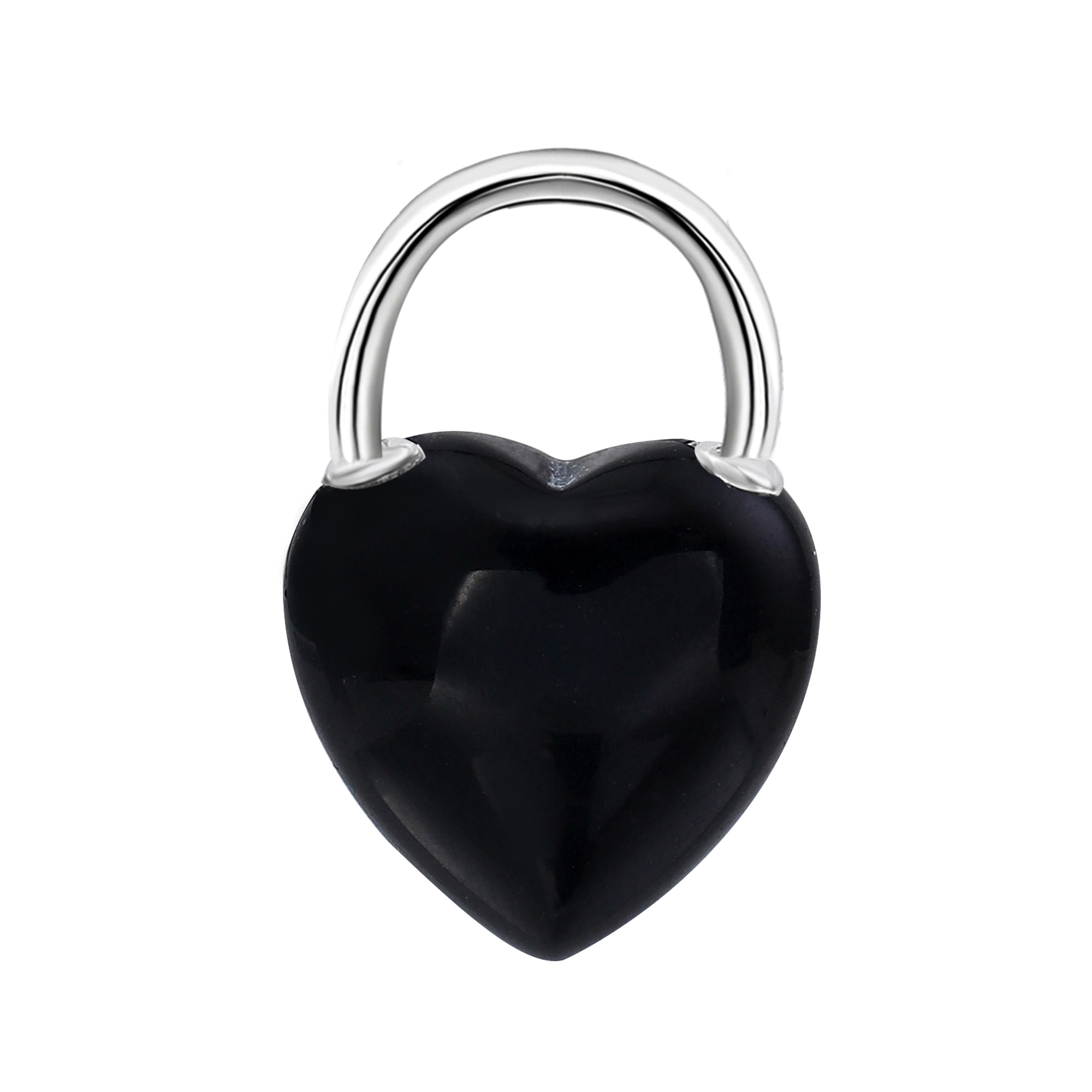 Natural Gemstone Love Heart Lock Pendant Necklace Chunky Punk Chain Choker Cuban Link  Statement Jewelry for Women and Girls