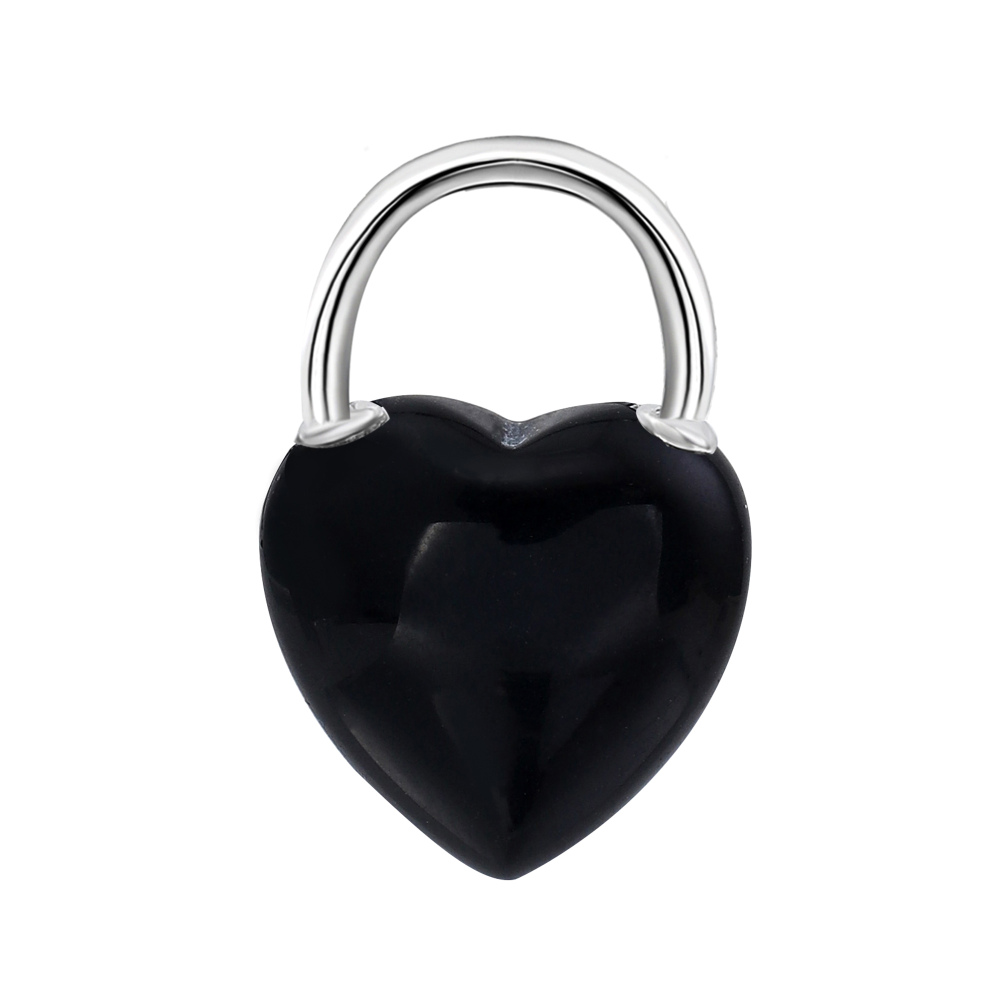 Natural Gemstone Love Heart Lock Pendant Necklace Chunky Punk Chain Choker Cuban Link  Statement Jewelry for Women and Girls