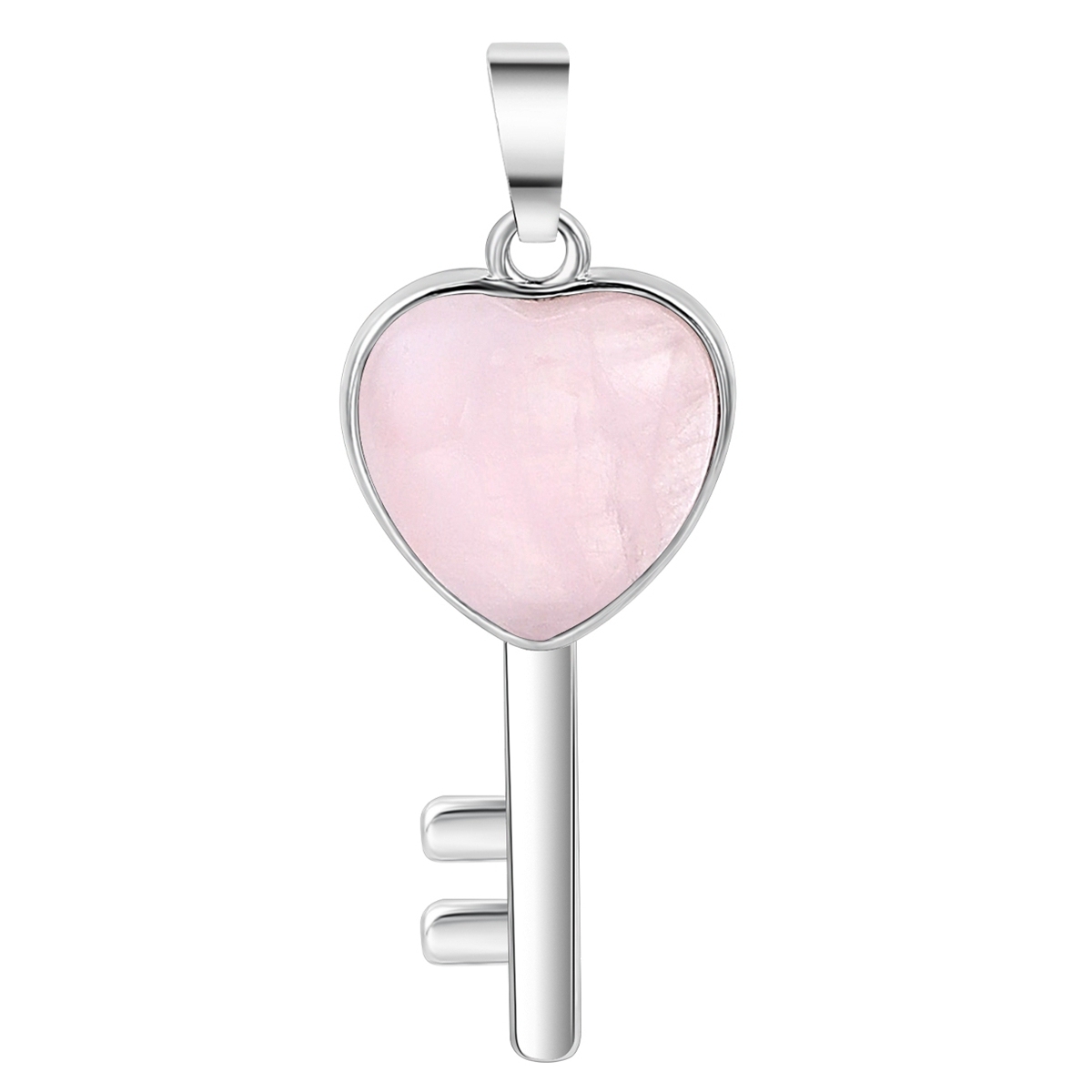 Natural Gemstone Key Pendant Necklace Simple Stone Chunky Punk Chain Choker Cuban Link Statement Jewelry for Women and Girls