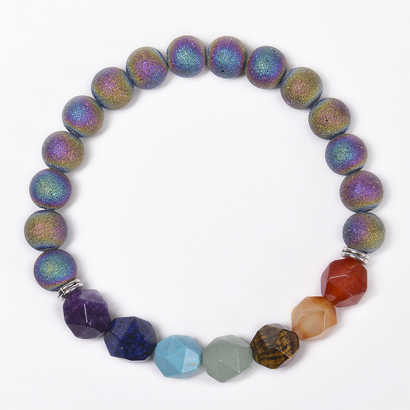 7 Chakra Reiki Healing Crystal Stretch Beaded Strands Bracelet Natural Gemstone Energy Balancing Yoga Faceted Beads Bangle for Women Elastic String Je