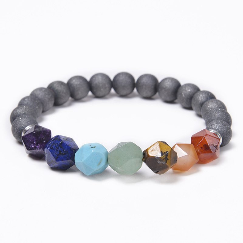 7 Chakra Reiki Healing Crystal Stretch Beaded Strands Bracelet Natural Gemstone Energy Balancing Yoga Faceted Beads Bangle for Women Elastic String Je