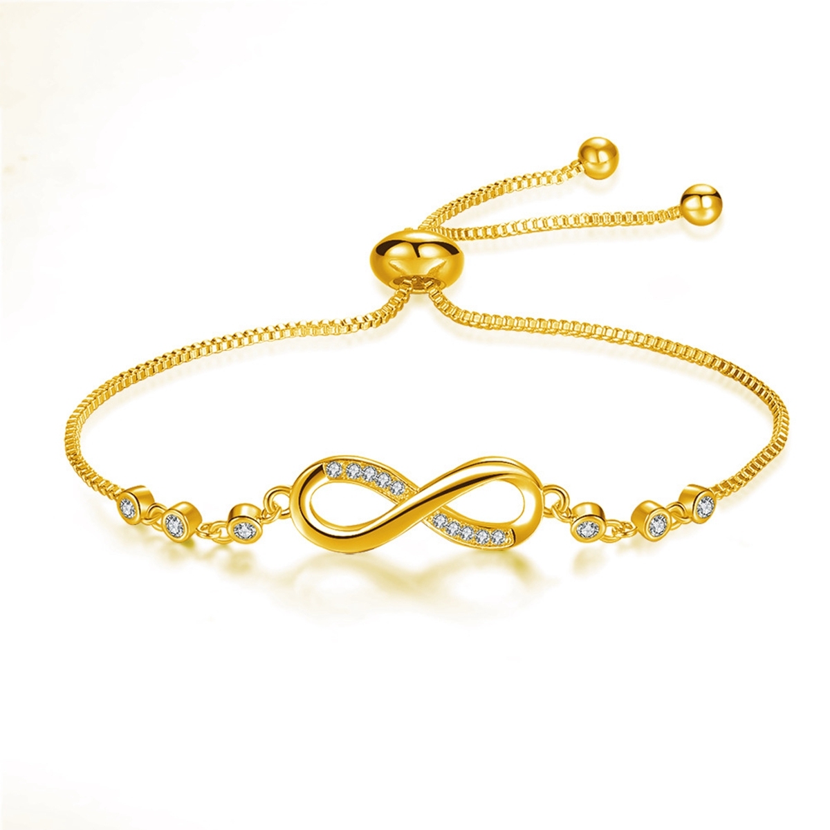 Womens Infinity Charm Link Anklet Bracelet Steel CZ Rhinestone Endless Love Symbol Adjustable Plus Size Large Bangle for her Valentines Mother Day Gif