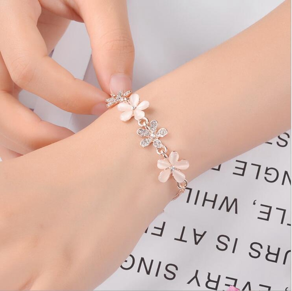 Women Flower Link Anklet Bracelets Cat Eye Opal Chain Anklets Fashion Charm Popular Trendy Accessories Bangles Jewelry