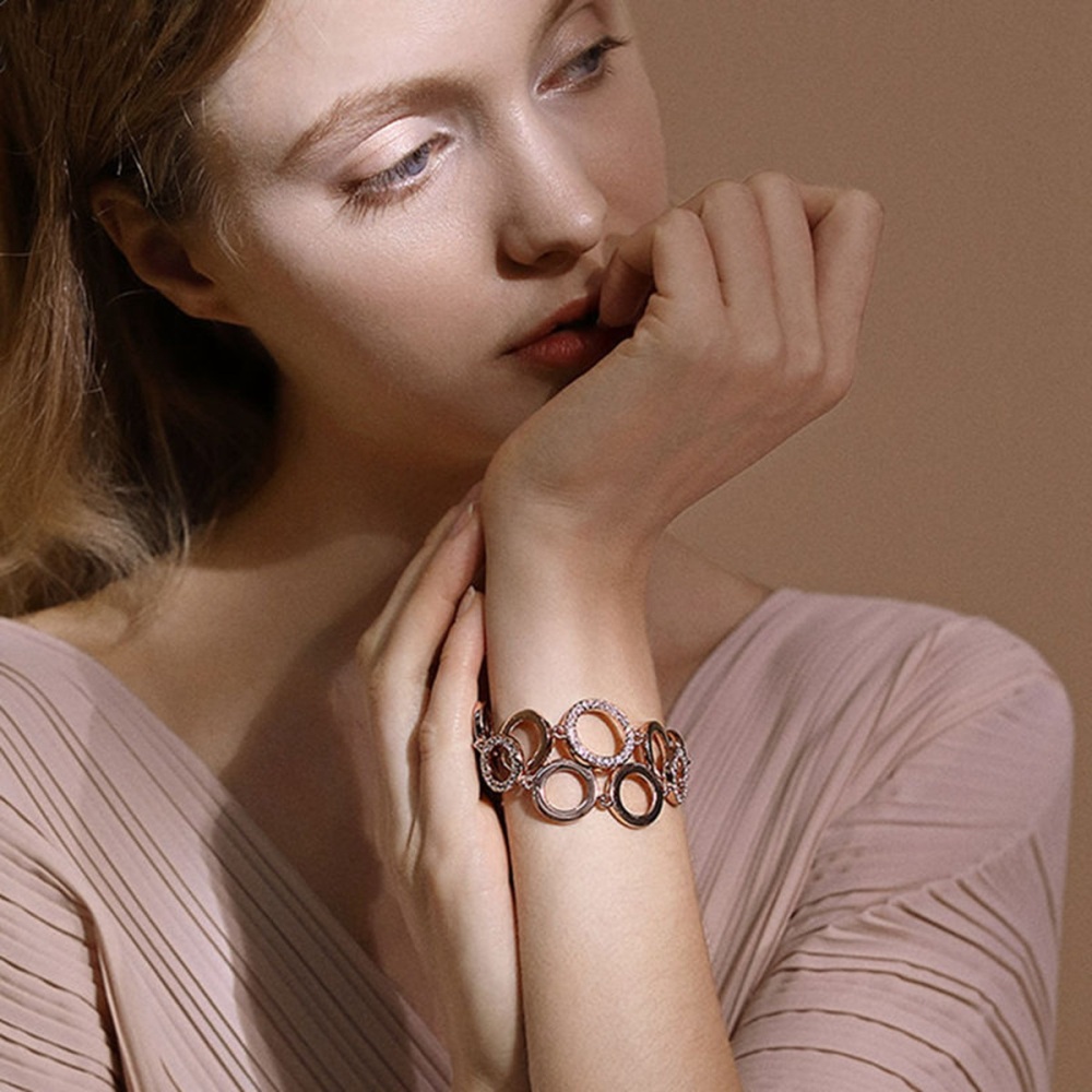 Trendy Rhinestone Chain Link Bracelets For Women Rose Gold Silvery Circles Bangle Designer Brand Cable Wire Vintage Cuban Curb Fashion Jewelry