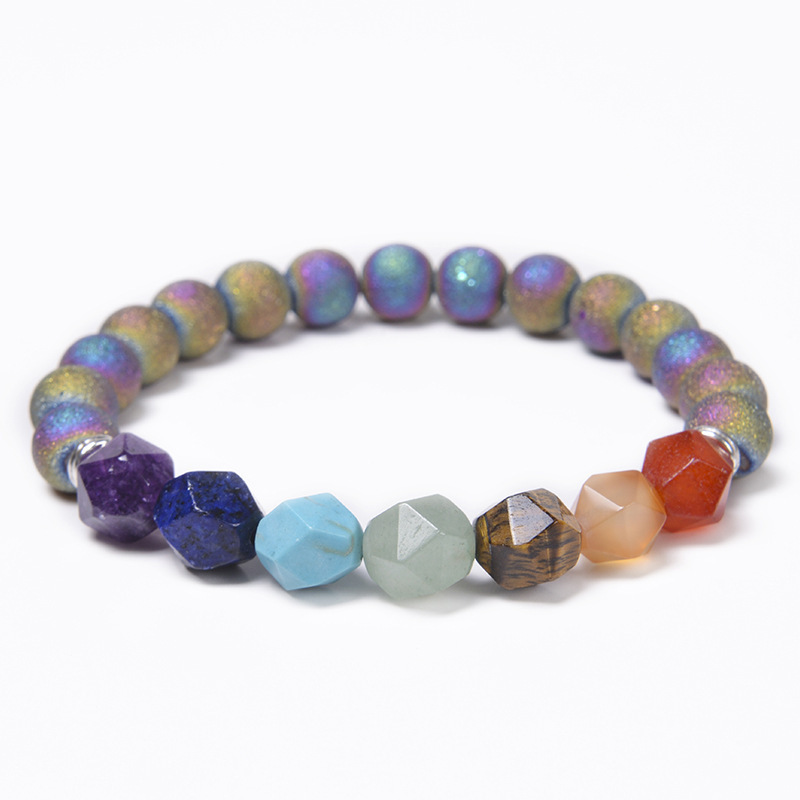 7 Chakra Reiki Healing Crystal Stretch Beaded Strands Bracelet Natural Gemstone Energy Balancing Yoga Faceted Beads Bangle for Women Elastic String Je