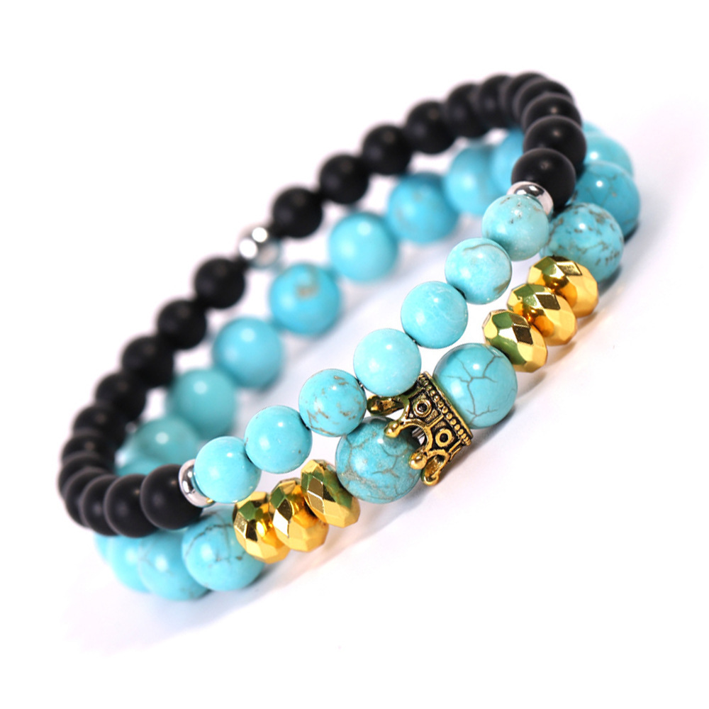 Natural Gemstone Stretch Beaded Couple Friendship Bracelet for Women Men