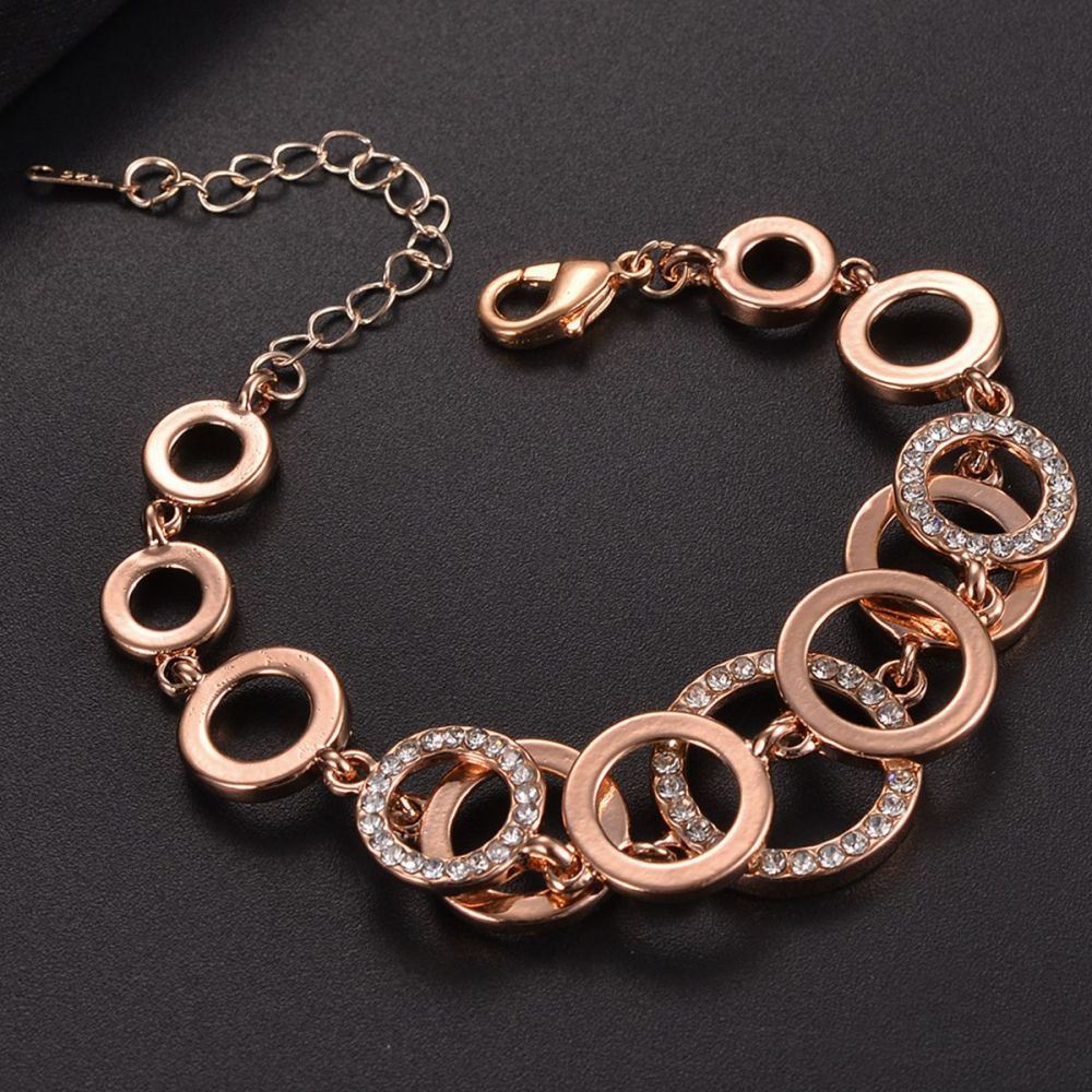 Trendy Rhinestone Chain Link Bracelets For Women Rose Gold Silvery Circles Bangle Designer Brand Cable Wire Vintage Cuban Curb Fashion Jewelry