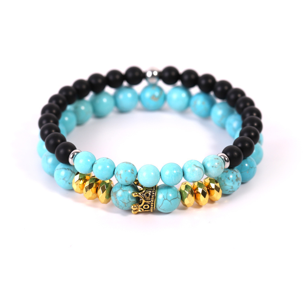 Natural Gemstone Stretch Beaded Couple Friendship Bracelet for Women Men