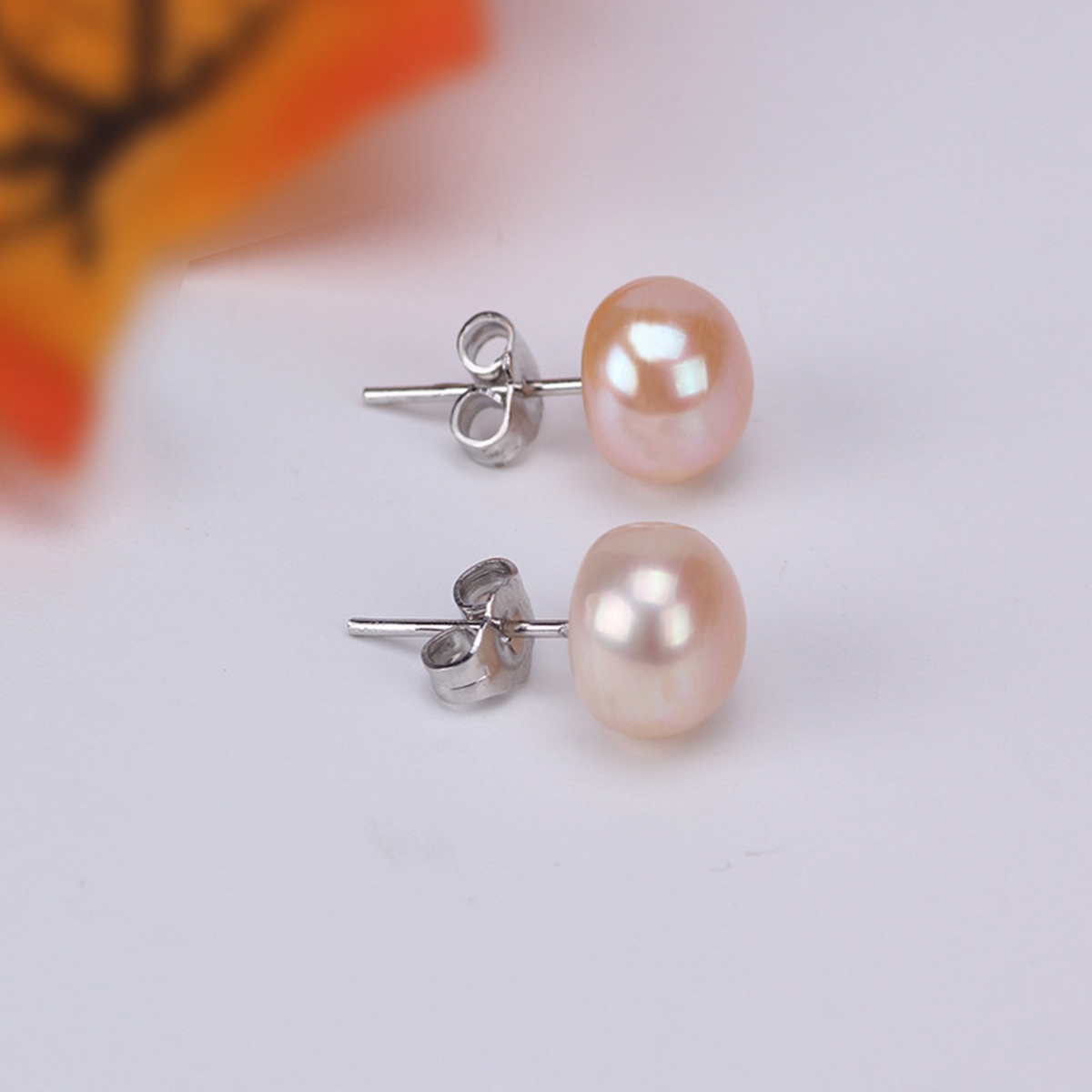 Pearl Stud Earrings 925 Sterling Silver Genuines Freshwater Cultured Pearl Ear Studs For Women Girl Color and Size Choose