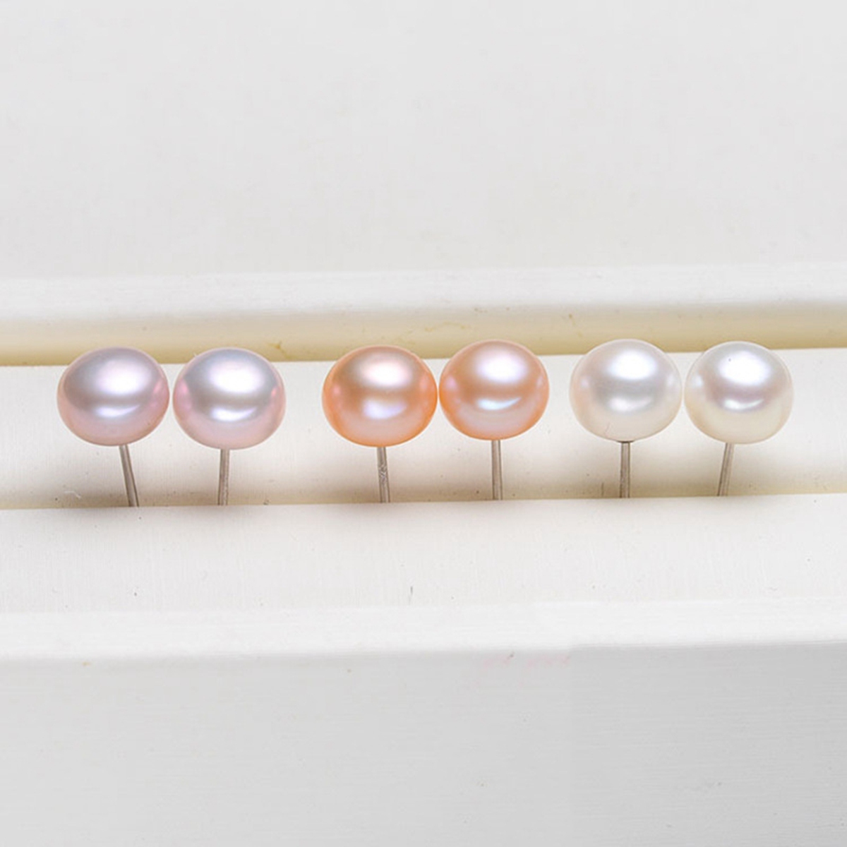 Pearl Stud Earrings 925 Sterling Silver Genuines Freshwater Cultured Pearl Ear Studs For Women Girl Color and Size Choose
