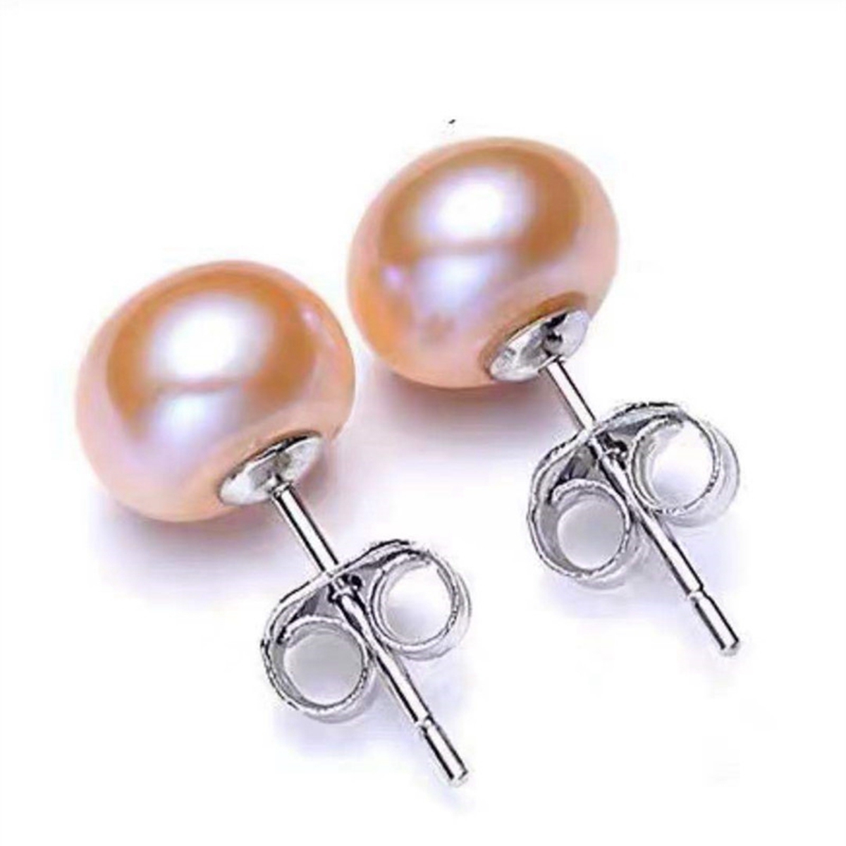 Pearl Stud Earrings 925 Sterling Silver Genuines Freshwater Cultured Pearl Ear Studs For Women Girl Color and Size Choose