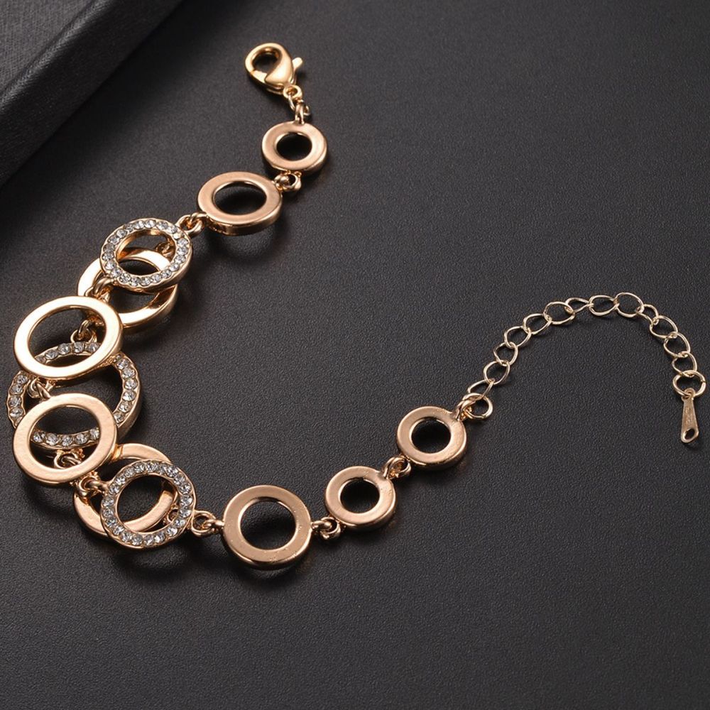 Trendy Rhinestone Chain Link Bracelets For Women Rose Gold Silvery Circles Bangle Designer Brand Cable Wire Vintage Cuban Curb Fashion Jewelry