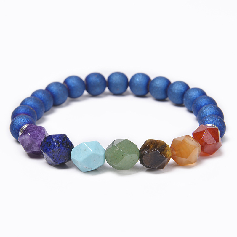 7 Chakra Reiki Healing Crystal Stretch Beaded Strands Bracelet Natural Gemstone Energy Balancing Yoga Faceted Beads Bangle for Women Elastic String Je