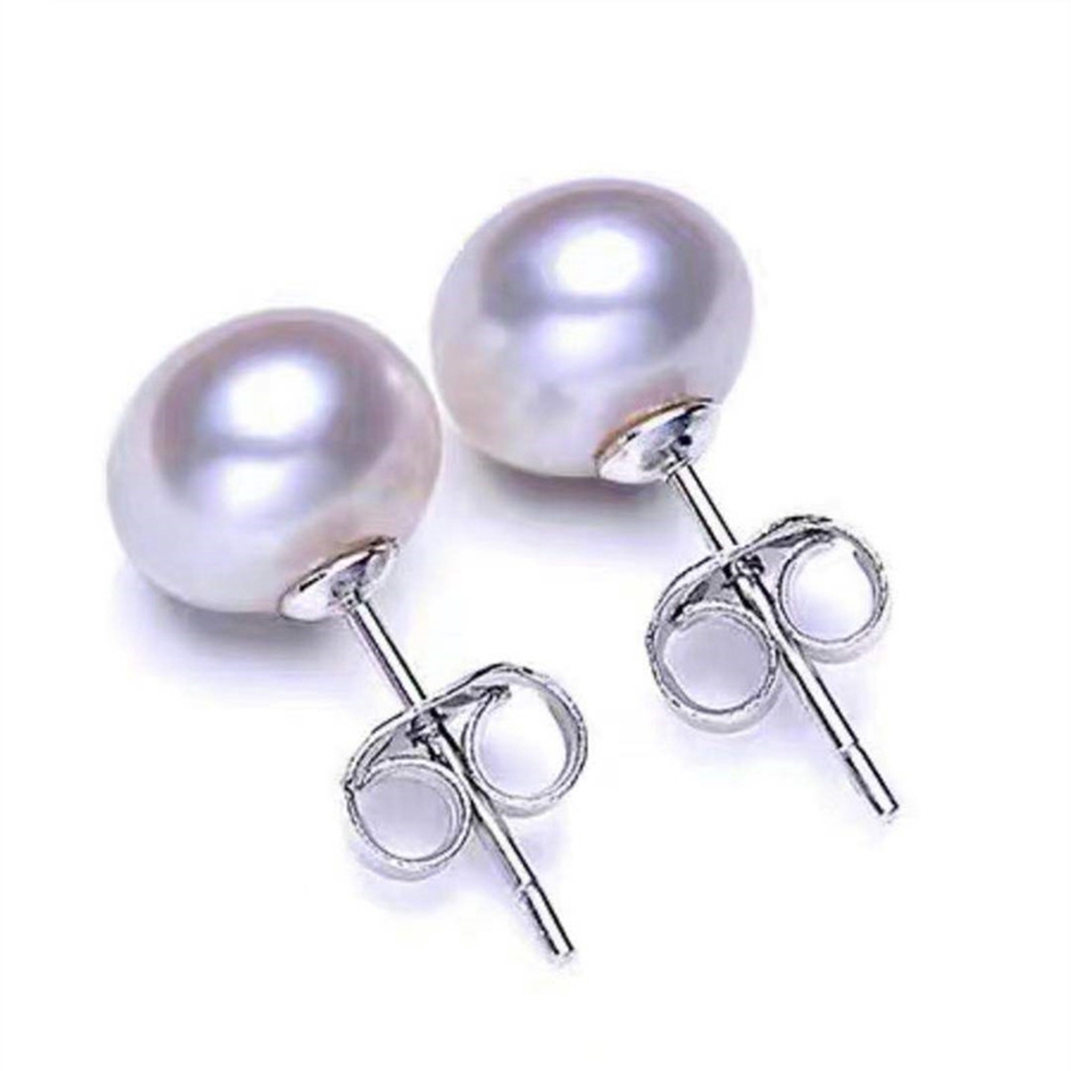Pearl Stud Earrings 925 Sterling Silver Genuines Freshwater Cultured Pearl Ear Studs For Women Girl Color and Size Choose