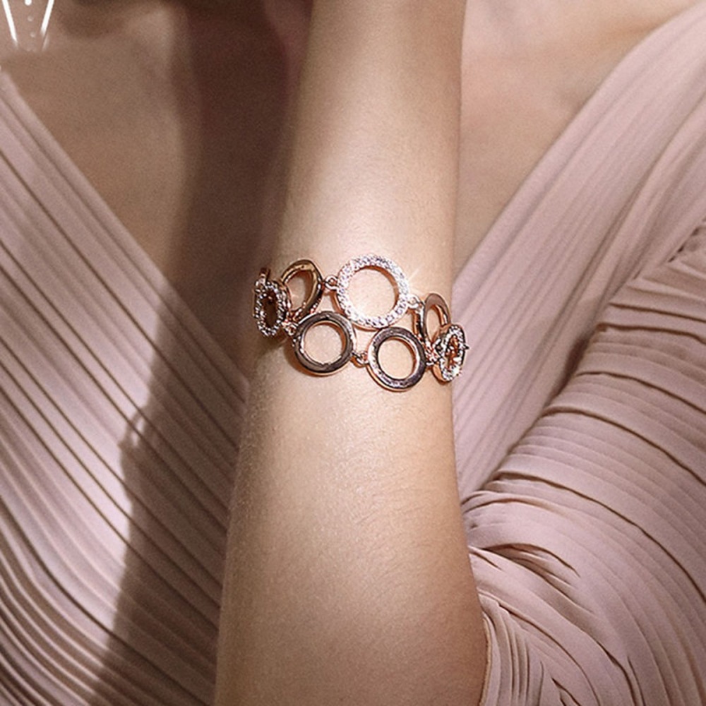 Trendy Rhinestone Chain Link Bracelets For Women Rose Gold Silvery Circles Bangle Designer Brand Cable Wire Vintage Cuban Curb Fashion Jewelry