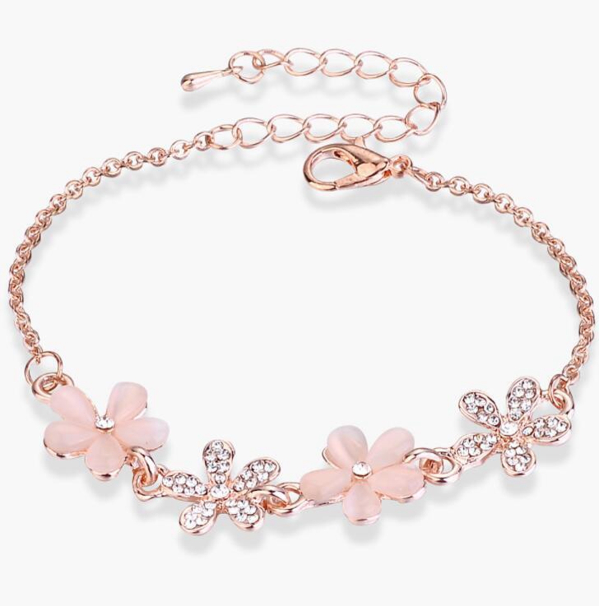 Women Flower Link Anklet Bracelets Cat Eye Opal Chain Anklets Fashion Charm Popular Trendy Accessories Bangles Jewelry