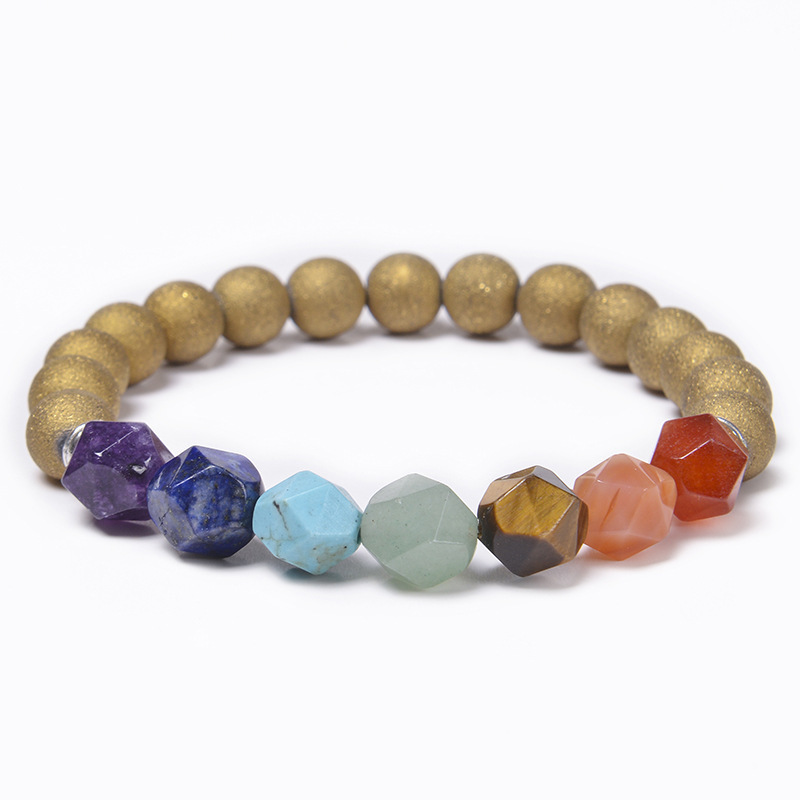 7 Chakra Reiki Healing Crystal Stretch Beaded Strands Bracelet Natural Gemstone Energy Balancing Yoga Faceted Beads Bangle for Women Elastic String Je