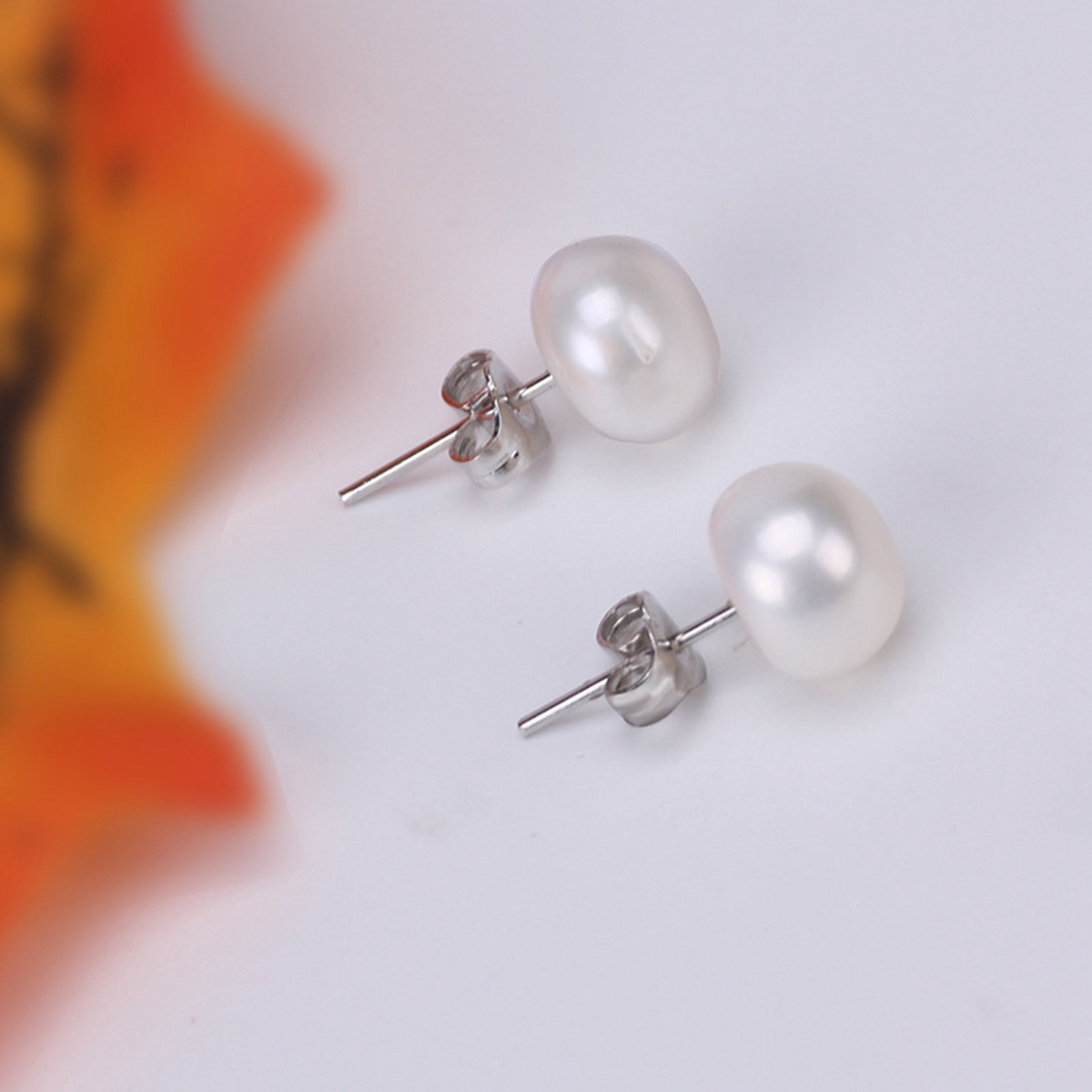 Pearl Stud Earrings 925 Sterling Silver Genuines Freshwater Cultured Pearl Ear Studs For Women Girl Color and Size Choose