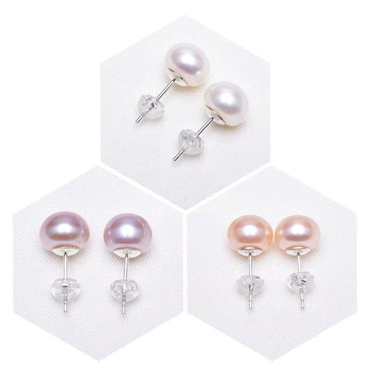 Pearl Stud Earrings 925 Sterling Silver Genuines Freshwater Cultured Pearl Ear Studs For Women Girl Color and Size Choose