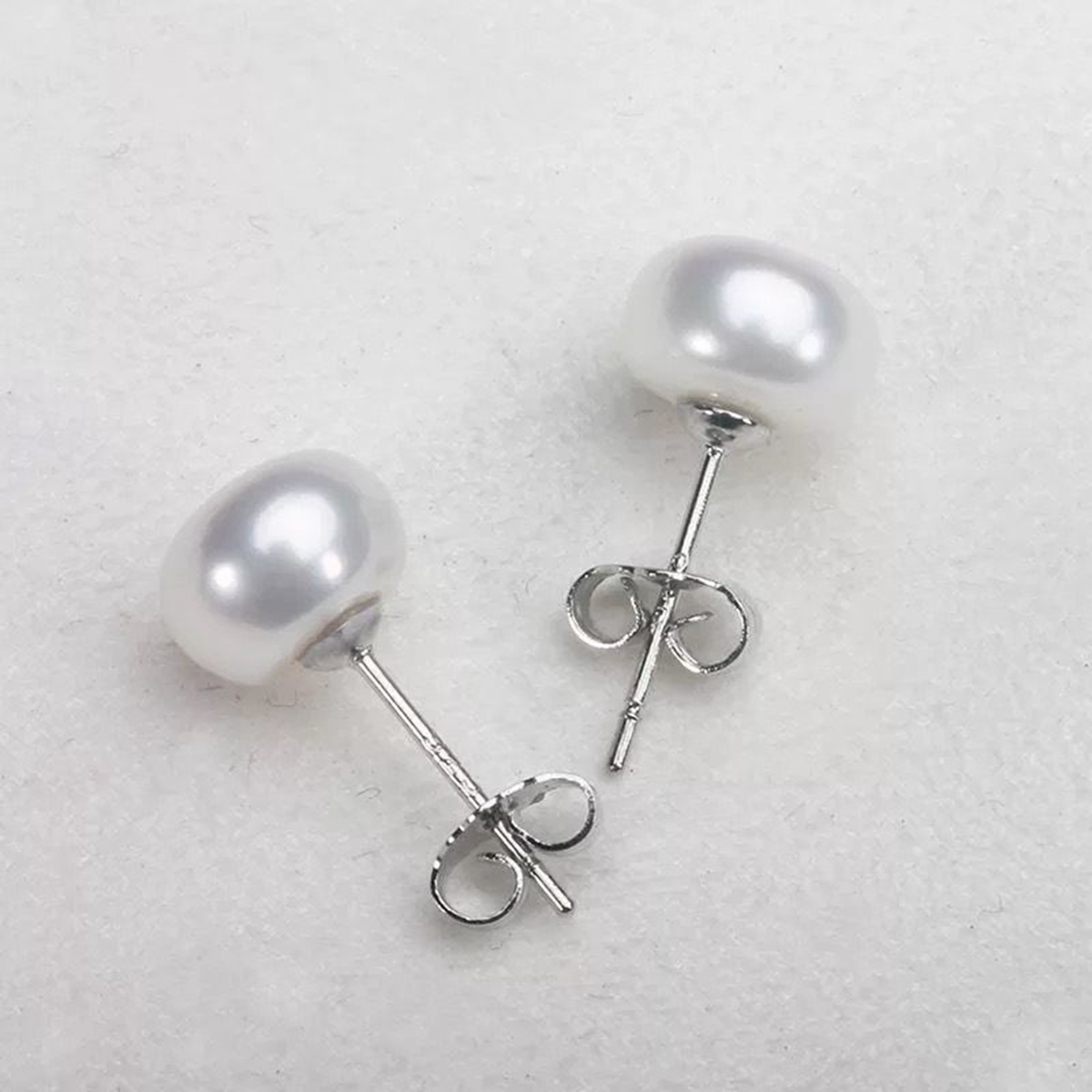 Pearl Stud Earrings 925 Sterling Silver Genuines Freshwater Cultured Pearl Ear Studs For Women Girl Color and Size Choose