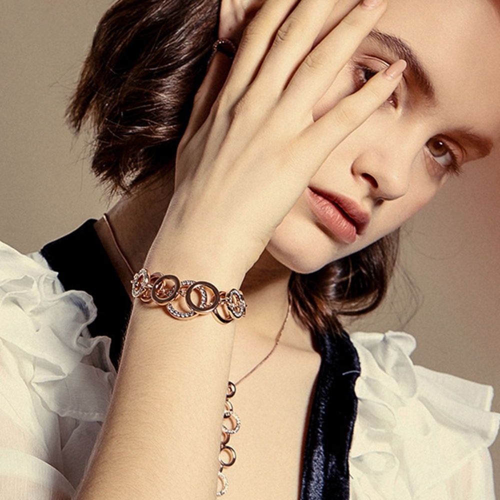 Trendy Rhinestone Chain Link Bracelets For Women Rose Gold Silvery Circles Bangle Designer Brand Cable Wire Vintage Cuban Curb Fashion Jewelry