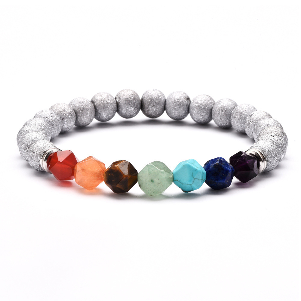 7 Chakra Reiki Healing Crystal Stretch Beaded Strands Bracelet Natural Gemstone Energy Balancing Yoga Faceted Beads Bangle for Women Elastic String Je