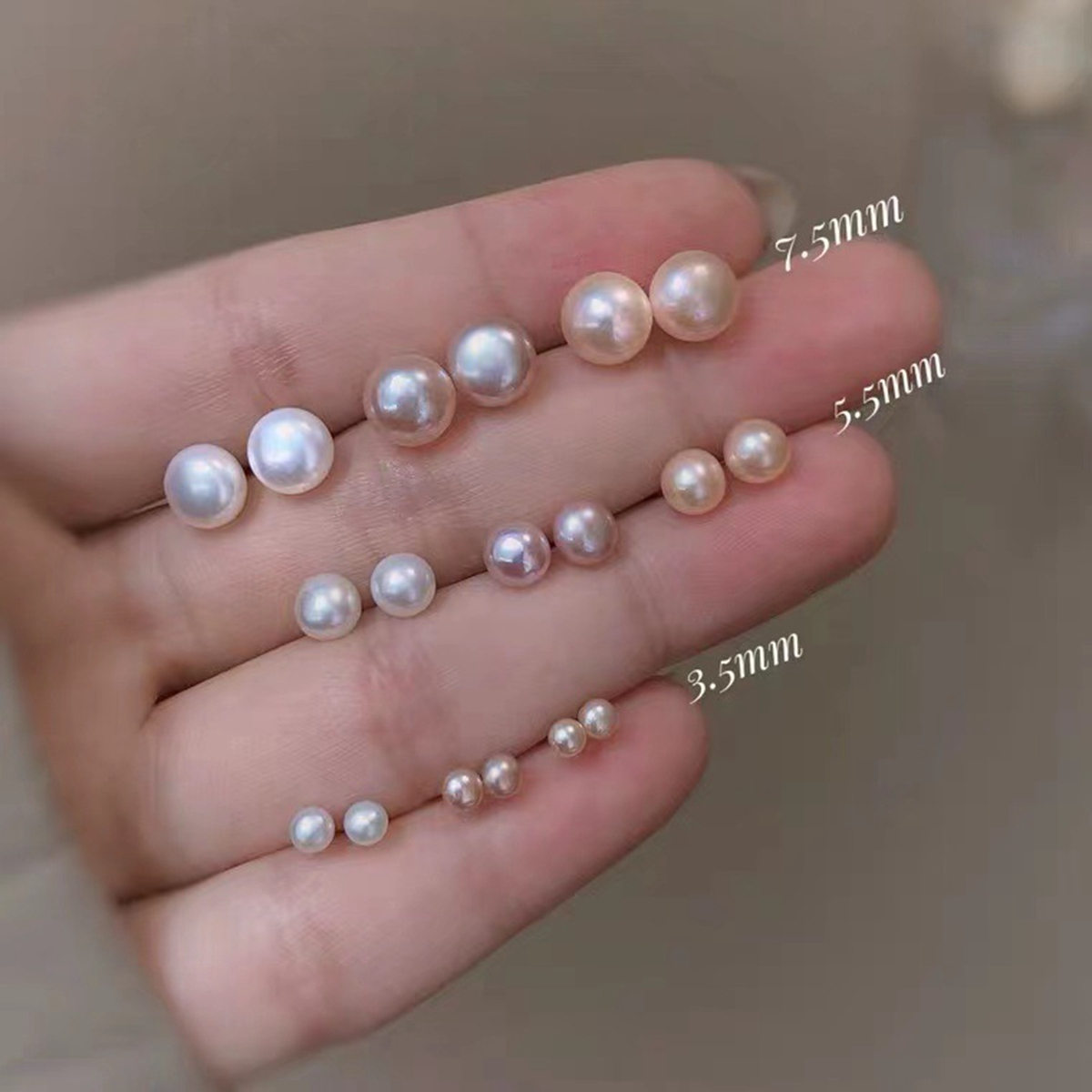 Pearl Stud Earrings 925 Sterling Silver Genuines Freshwater Cultured Pearl Ear Studs For Women Girl Color and Size Choose