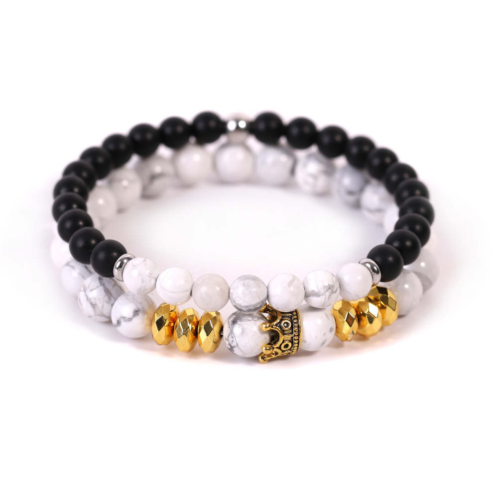 Natural Gemstone Stretch Beaded Couple Friendship Bracelet for Women Men