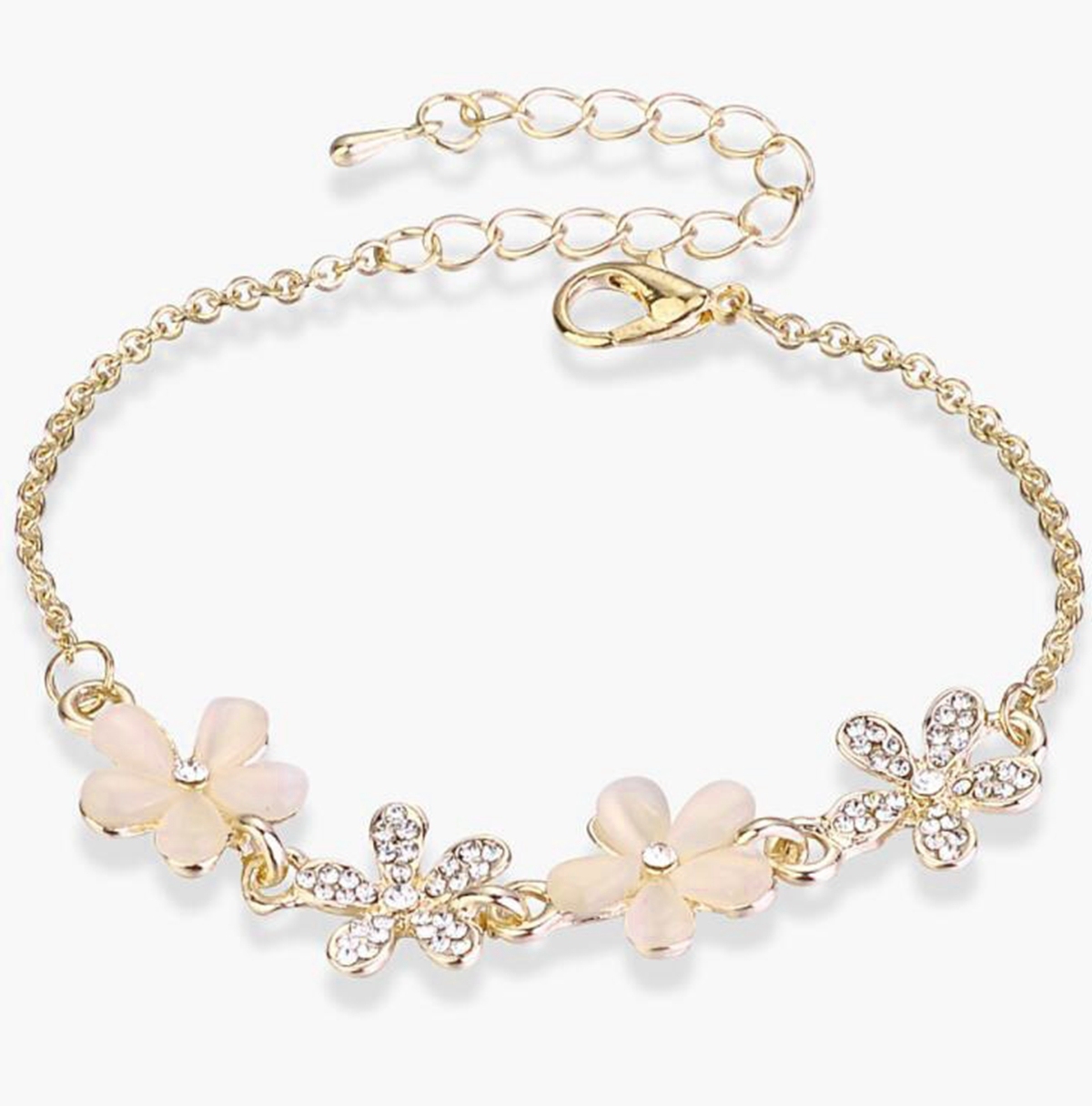 Women Flower Link Anklet Bracelets Cat Eye Opal Chain Anklets Fashion Charm Popular Trendy Accessories Bangles Jewelry