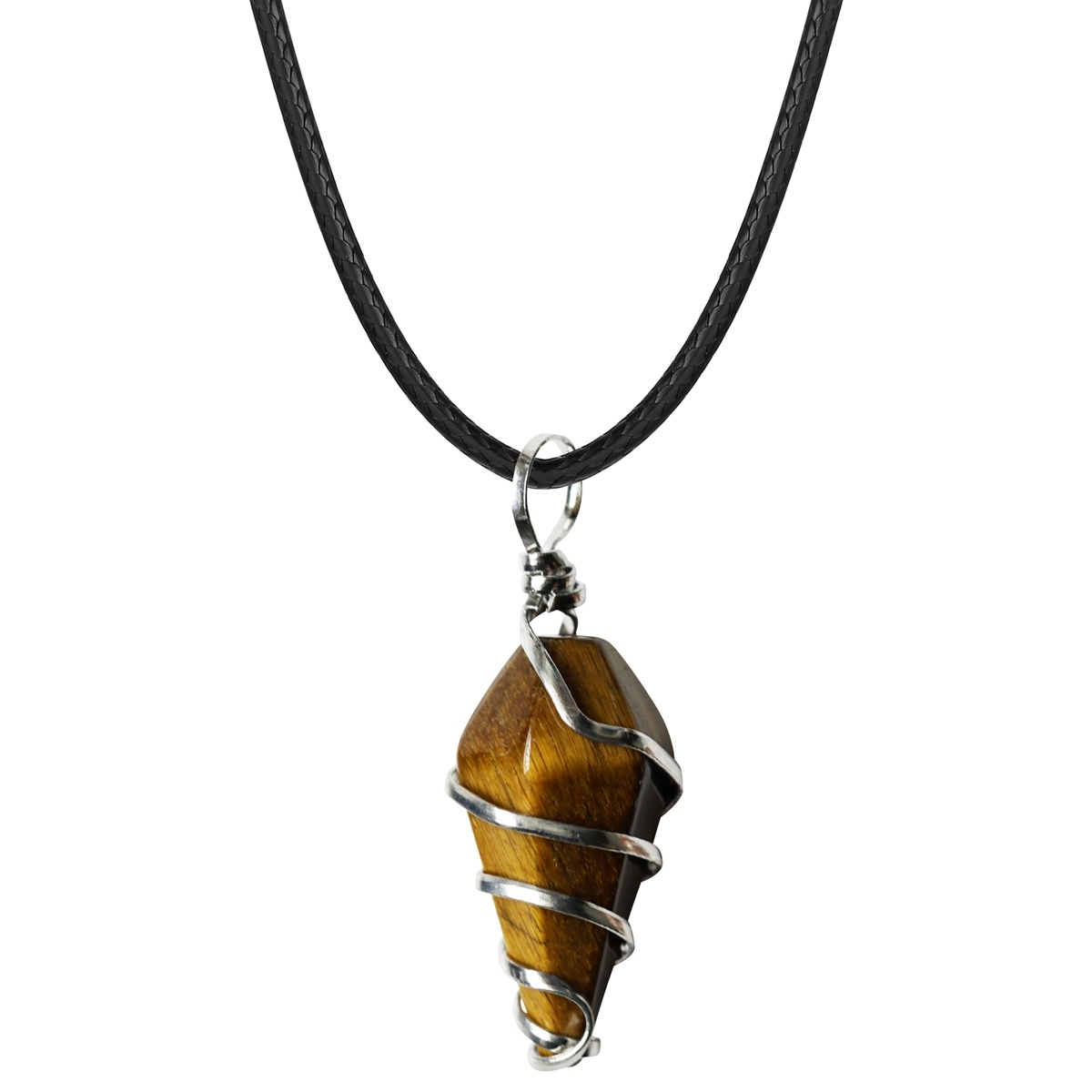 Healing Crystal Pointed Necklace  18Inch Black Cord Wire Wrapped Gemstone Pendant Jewelry Natural Reiki Quartz Stone Jewelry for Women Girls