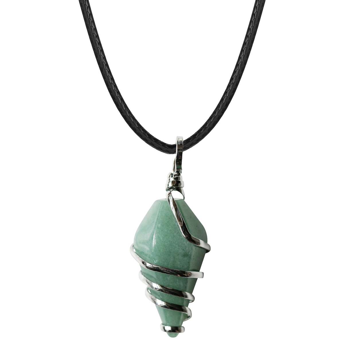 Healing Crystal Pointed Necklace  18Inch Black Cord Wire Wrapped Gemstone Pendant Jewelry Natural Reiki Quartz Stone Jewelry for Women Girls