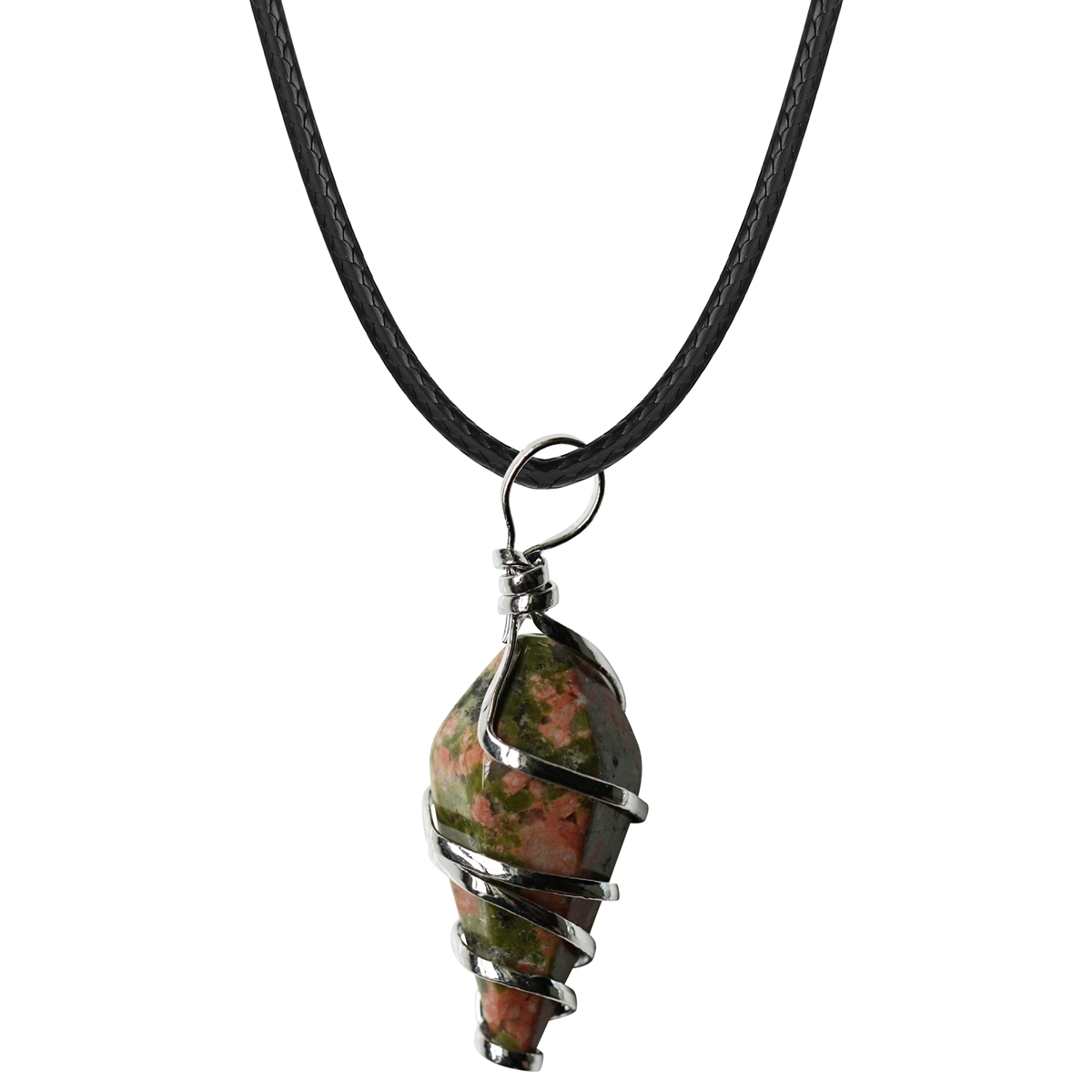 Healing Crystal Pointed Necklace  18Inch Black Cord Wire Wrapped Gemstone Pendant Jewelry Natural Reiki Quartz Stone Jewelry for Women Girls