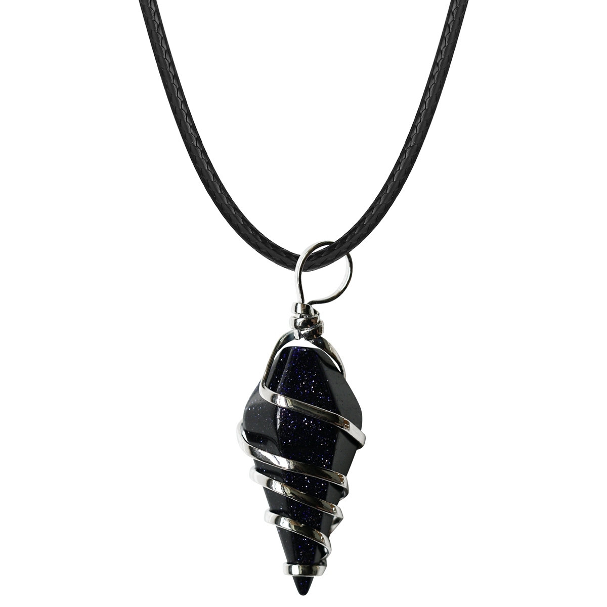 Healing Crystal Pointed Necklace  18Inch Black Cord Wire Wrapped Gemstone Pendant Jewelry Natural Reiki Quartz Stone Jewelry for Women Girls