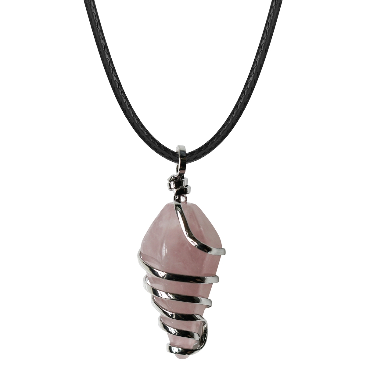 Healing Crystal Pointed Necklace  18Inch Black Cord Wire Wrapped Gemstone Pendant Jewelry Natural Reiki Quartz Stone Jewelry for Women Girls