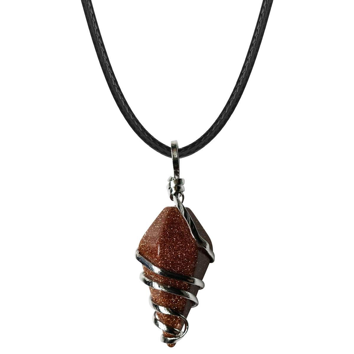 Healing Crystal Pointed Necklace  18Inch Black Cord Wire Wrapped Gemstone Pendant Jewelry Natural Reiki Quartz Stone Jewelry for Women Girls