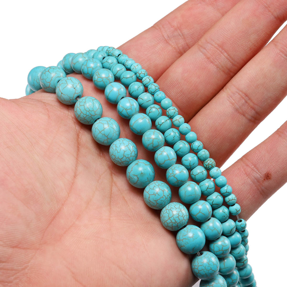 Loose Turquoise Round Beads for  Making Jewelry 4MM 6MM 8MM 10MM 12MM