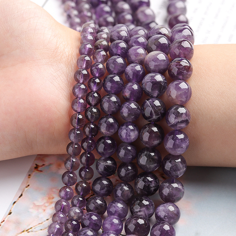 Loose Natural Amethyst Round Beads for  Making Jewelry 4MM 6MM 8MM 10MM 12MM