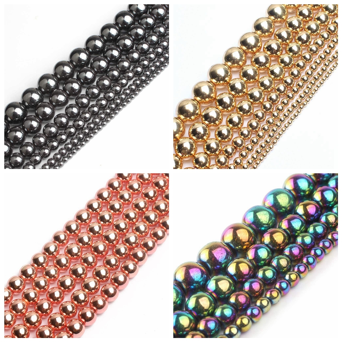 Loose Hematite Round Beads for  Making Jewelry 2MM 3MM 4MM 6MM 8MM 10MM 12MM