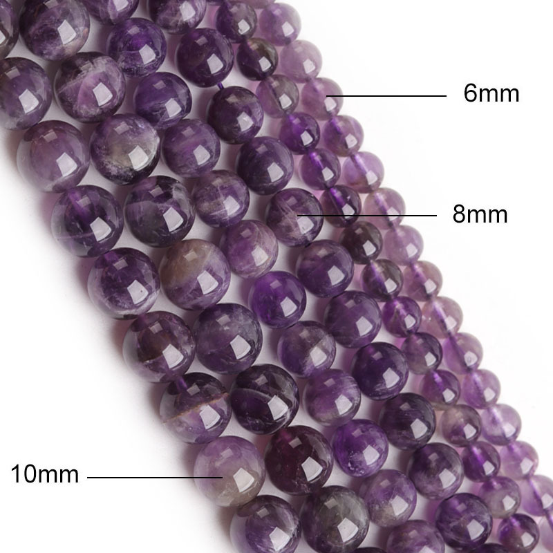 Loose Natural Amethyst Round Beads for  Making Jewelry 4MM 6MM 8MM 10MM 12MM