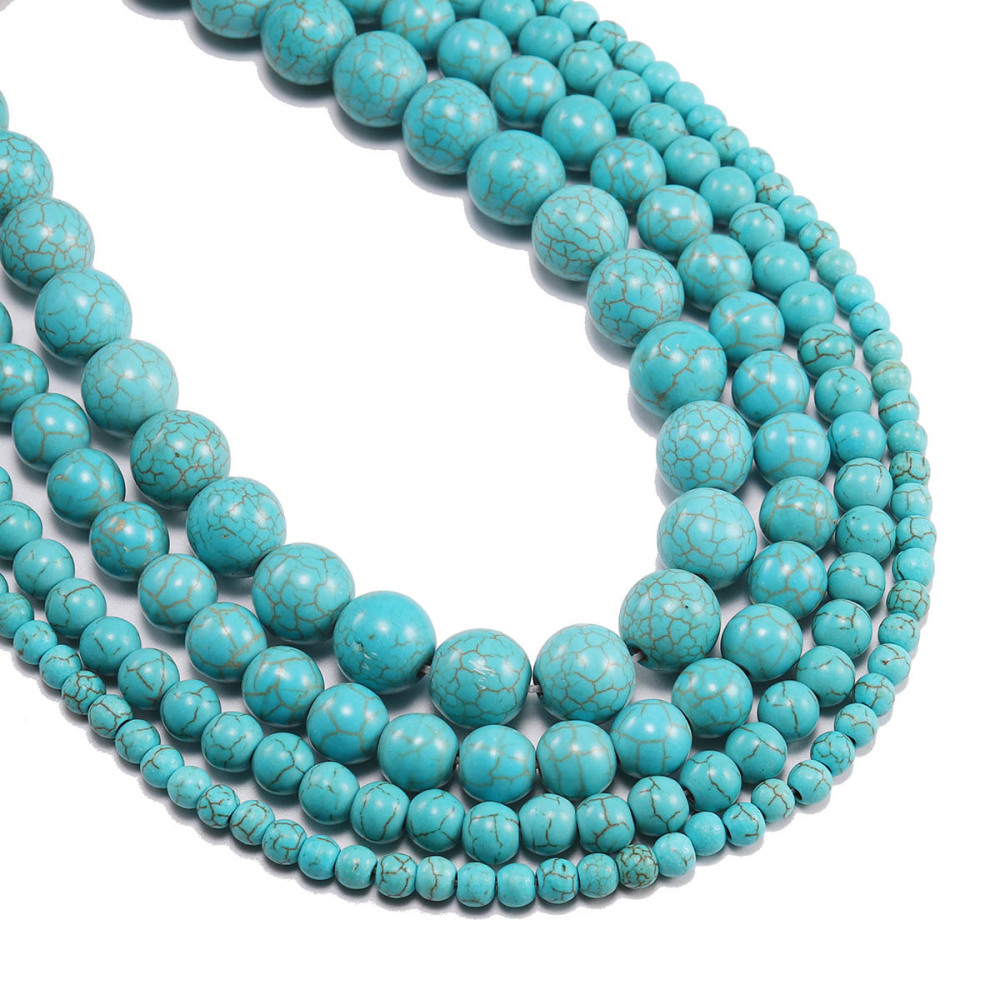 Loose Turquoise Round Beads for  Making Jewelry 4MM 6MM 8MM 10MM 12MM