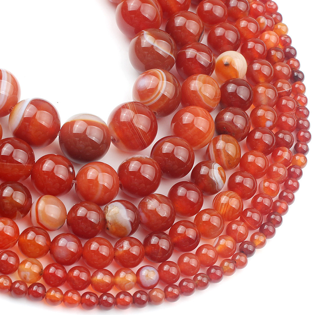 Loose Natural Red Carnelian Round Beads for  Making Jewelry 4MM 6MM 8MM 10MM 12MM