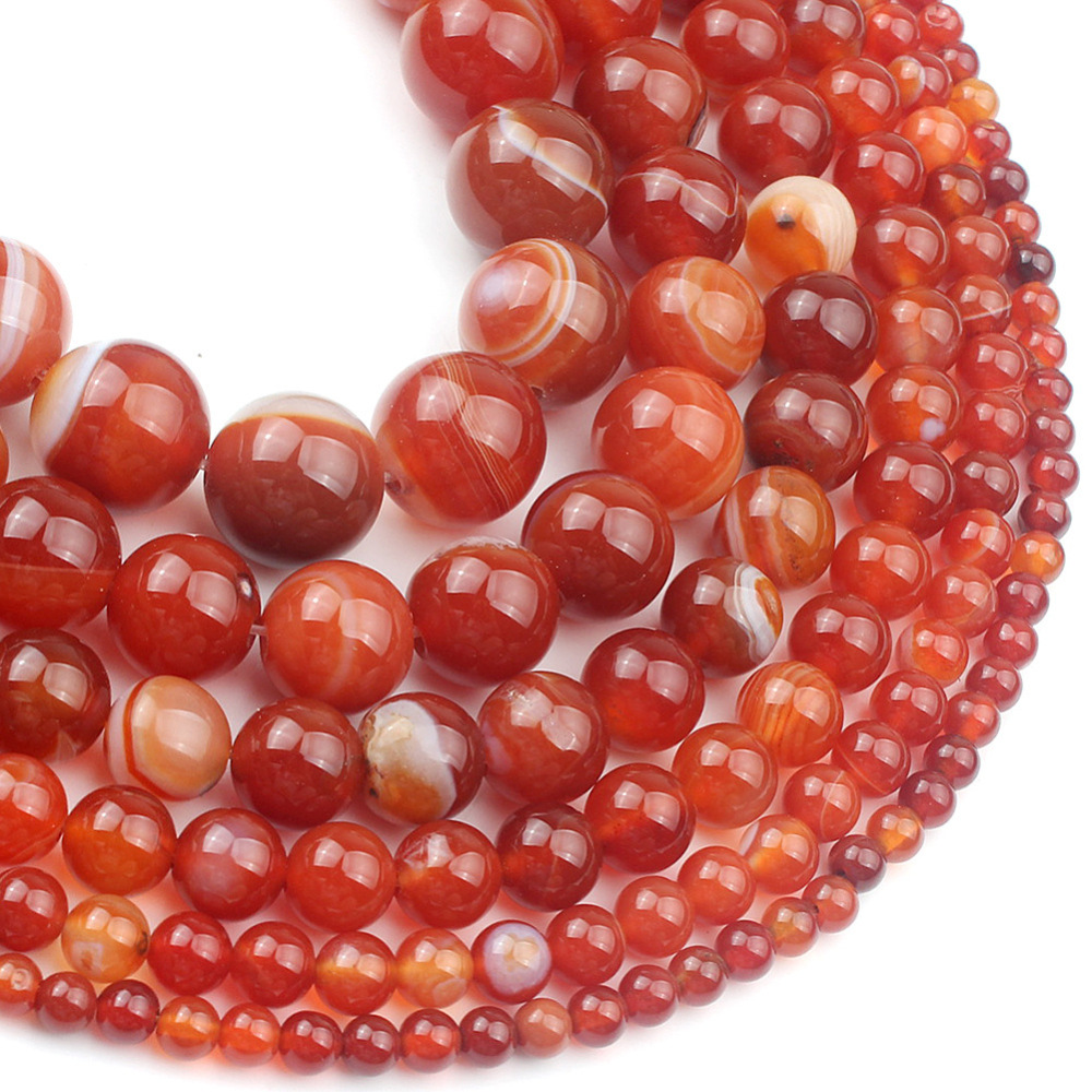 Loose Natural Red Carnelian Round Beads for  Making Jewelry 4MM 6MM 8MM 10MM 12MM